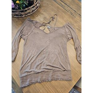 Guess halter long sleeve/ open back top